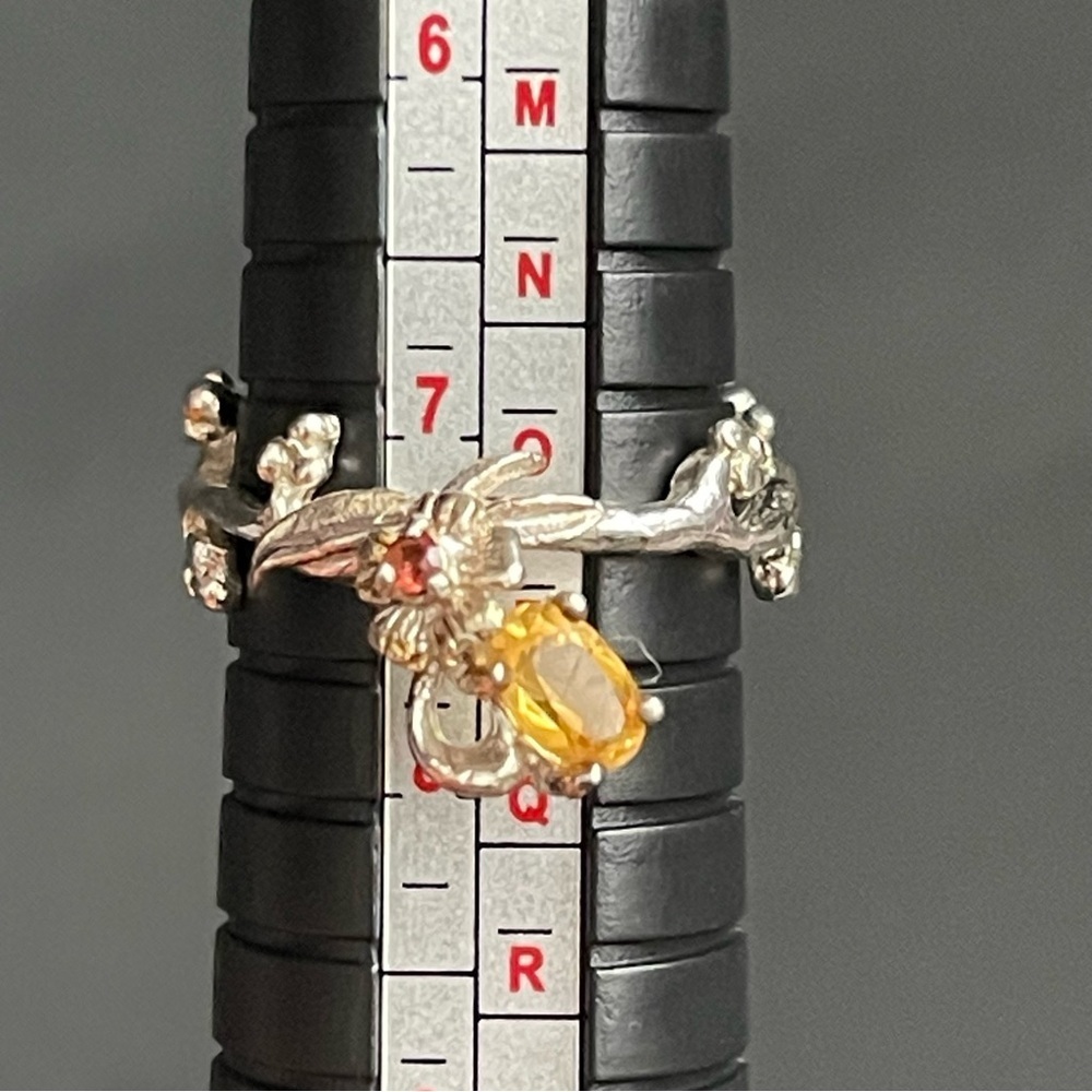 925 Sterling Silver Handmade Natural Citrine Ring Size 7.5 Statement Gift - Picture 6 of 7
